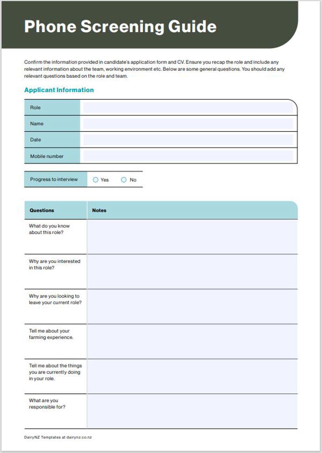 Phone Screening Guide Template Image