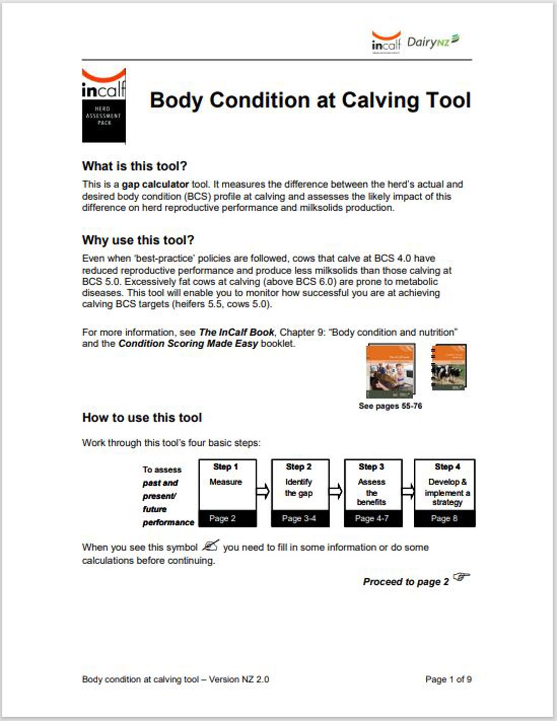 Incalf Body Condition At Calving Tool Image