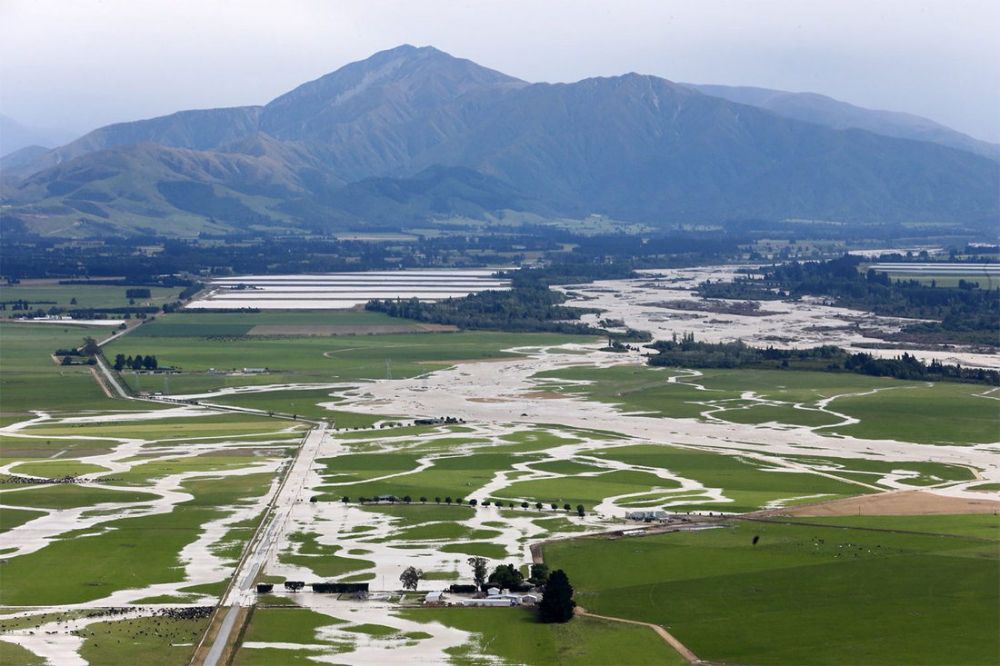 Rangitata River And Breach Point Showing Farm Flooding 1500X1000
