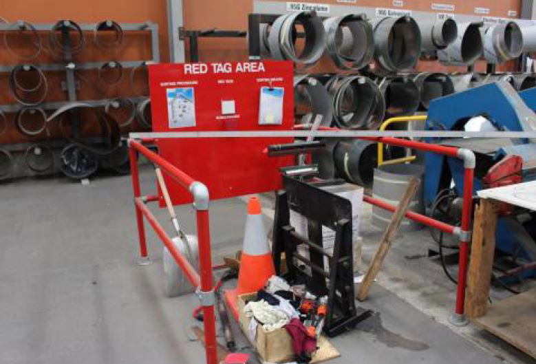 Example of a red tag area for workplace organisation