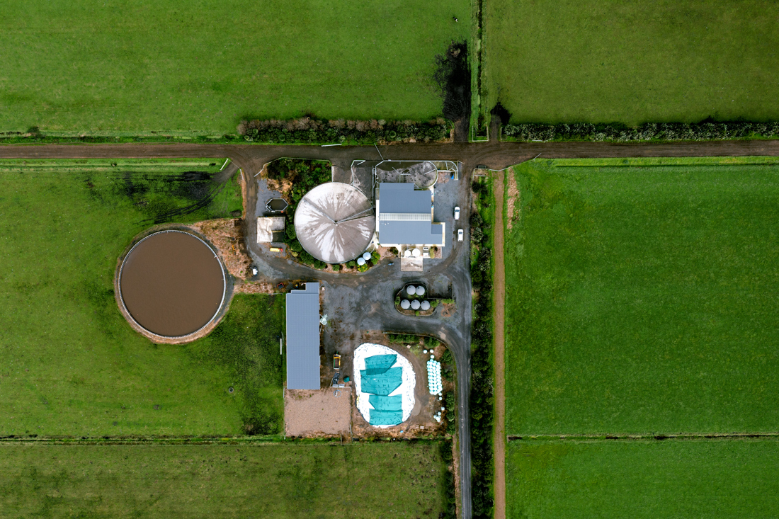 Dairy farm land aerial view